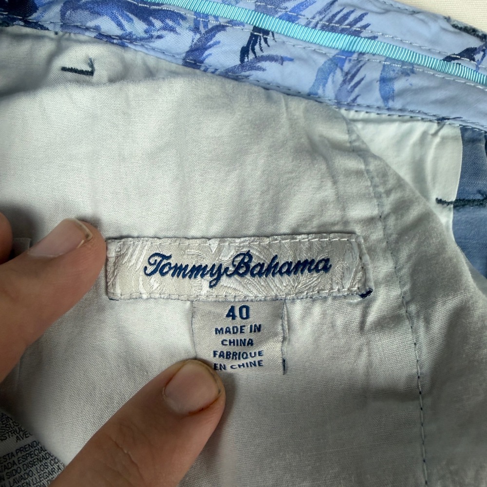 Tommy Bahama Boracay Shorts Mens 40 Blue Cotton Tencel Blend Flat Front Chino - Picture 6 of 8